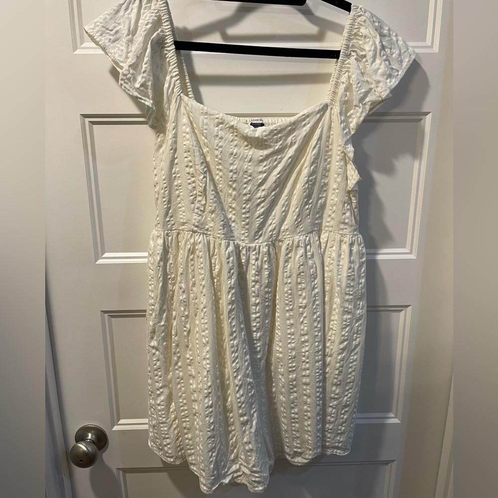 American Eagle White Romper with Square Neck
